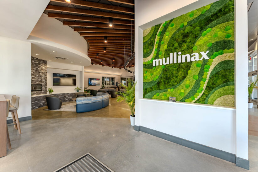 Ford Mullinax Interior Reception Green Wall